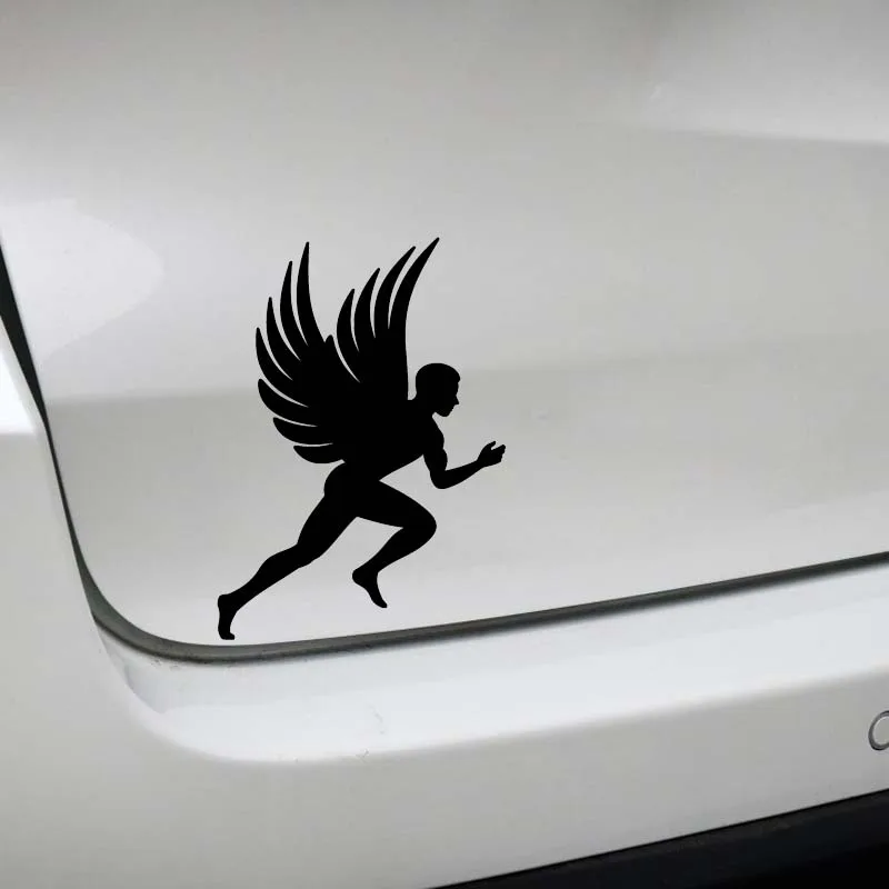 YJZT 8.6*12CM Decal Silhoutte Cool Design Fitness Angel Running Covering The Body Car Sticker Black/Silver C20-1402 | Автомобили и