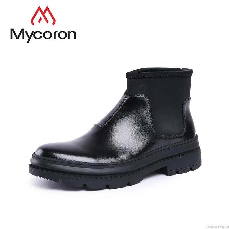 MYCORON удобные ботинки челси британский стиль модная мужская обувь на толстой