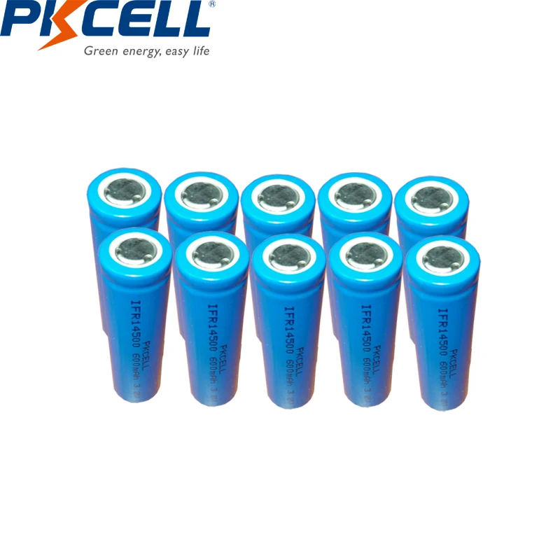 

10PCS PKCELL AA Battery 3.2v IFR 14500 lifepo4 rechargeable batteries AA battery flat top for Solar Lights