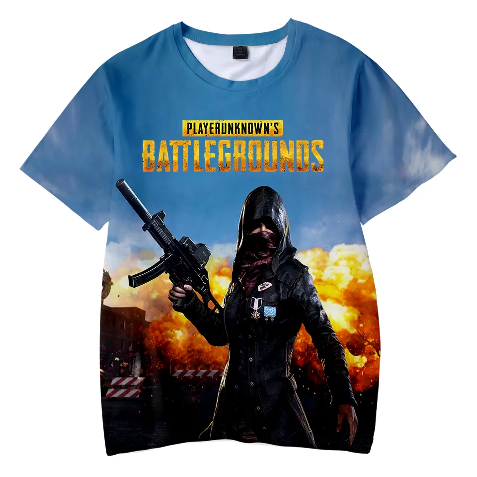 Красивая Детская футболка с принтом PUBG для мальчиков и девочек летняя модная