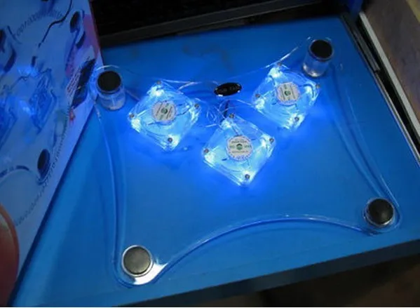 USB Портативный Ноутбук Cooler Cooling Pad 3 Вентилятора охлаждения радиатора Синий