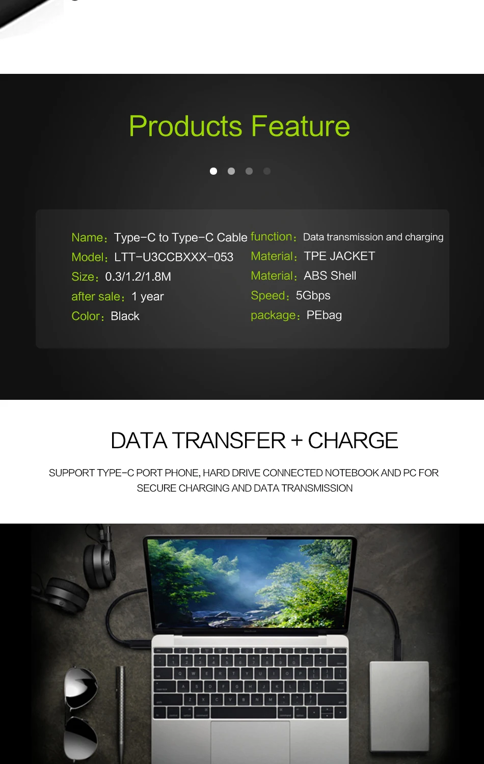 QGeeM USB-C-USB-C кабель usb type C USB-C кабель для зарядного устройства для MacBook, ChromeBook Pixel, Nexus 5X/6 P, Lumia 950/950XL
