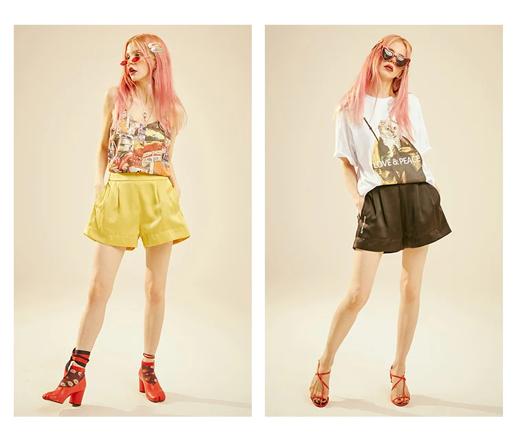 ELFSACK Solid Letter Print Women Casual Shorts Summer Fashion Hot Short Female Bottoms Gold Straight Mid Waist Shorts