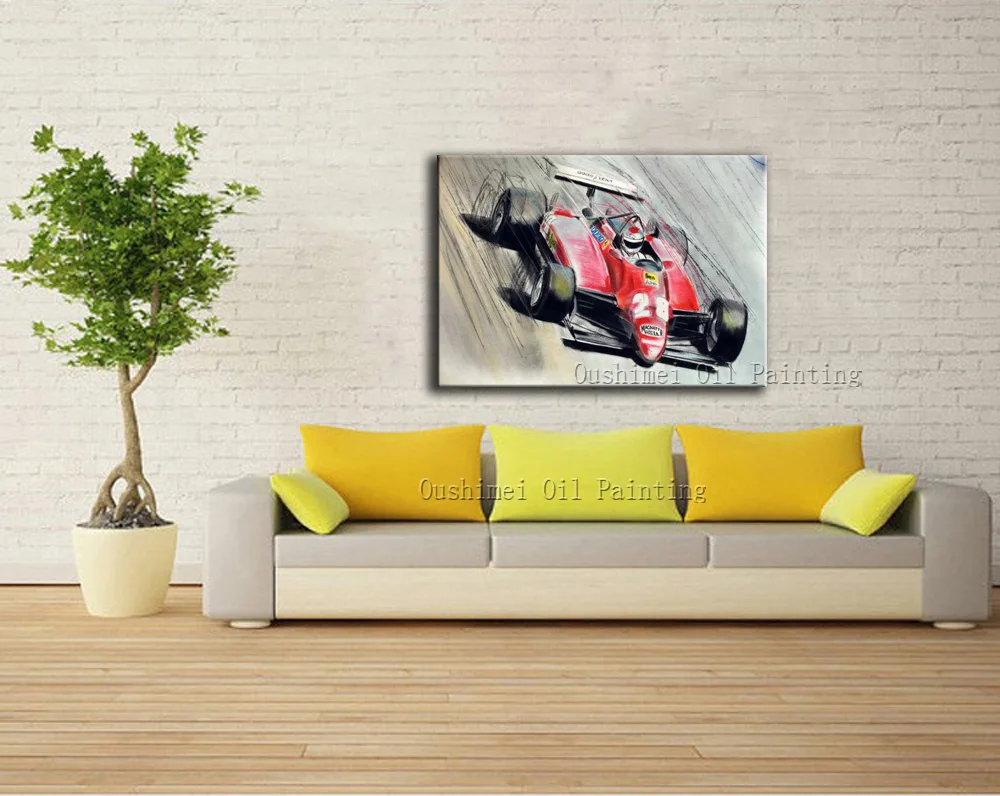 Популярная художественная ручная роспись F1 автомобиль Гонки картина маслом на