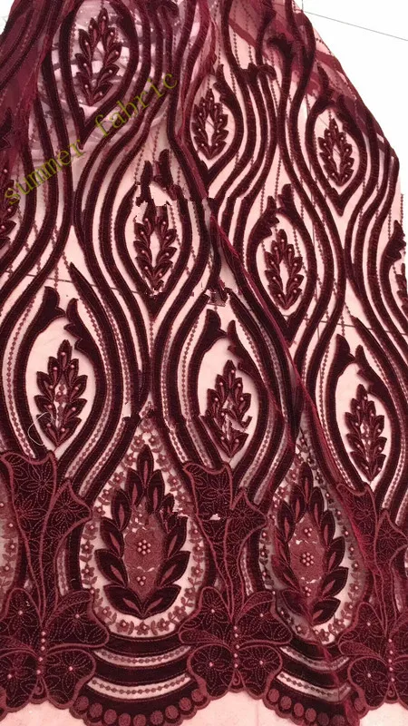 High Quality French Lace Fabrics African Net Fabric Embroidered Tulle Royal blue beaded embroidery | Дом и сад