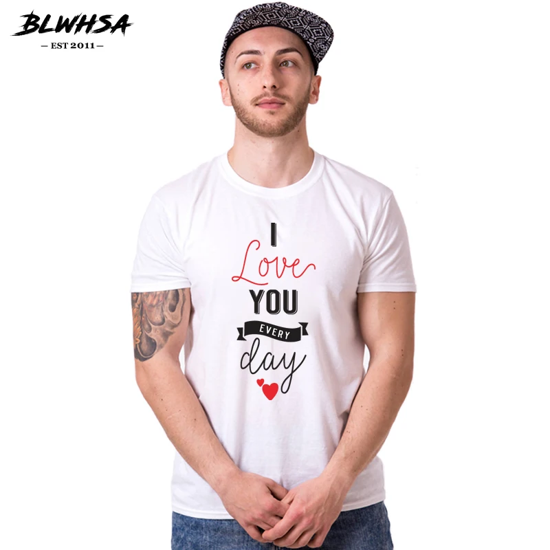 Футболка BLWHSA для пар повседневная женская футболка из 100% хлопка с принтом Love You Ever