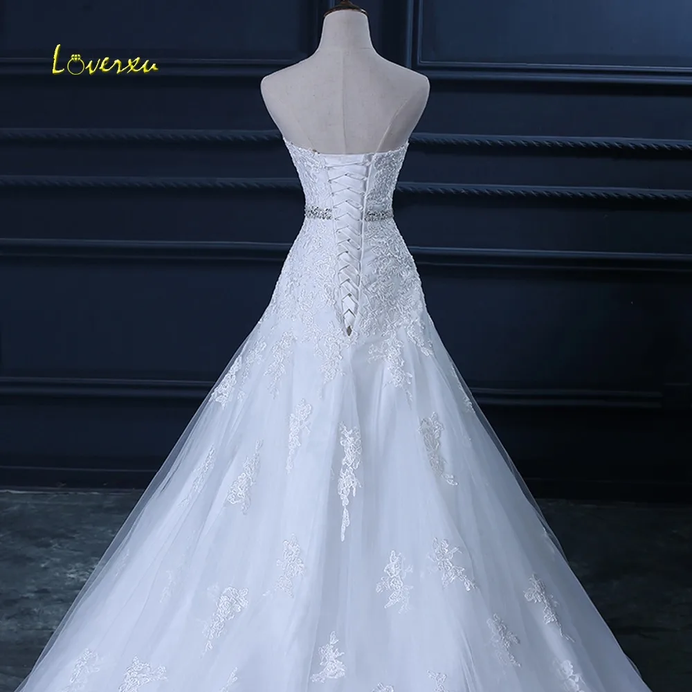Loverxu Robe De Mariage без лямок с аппликациями на шнуровке А силуэта свадебное платье 2019