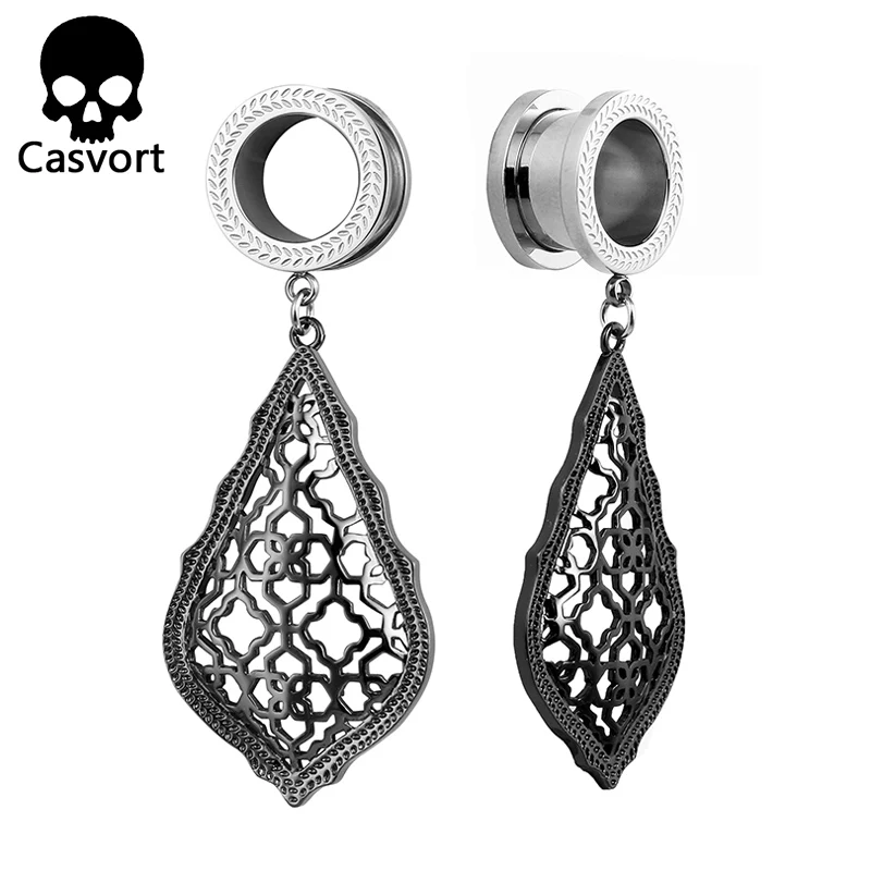 Casvort модный пирсинг из плоти тоннелей новые черные Позолоченные висячие серьги