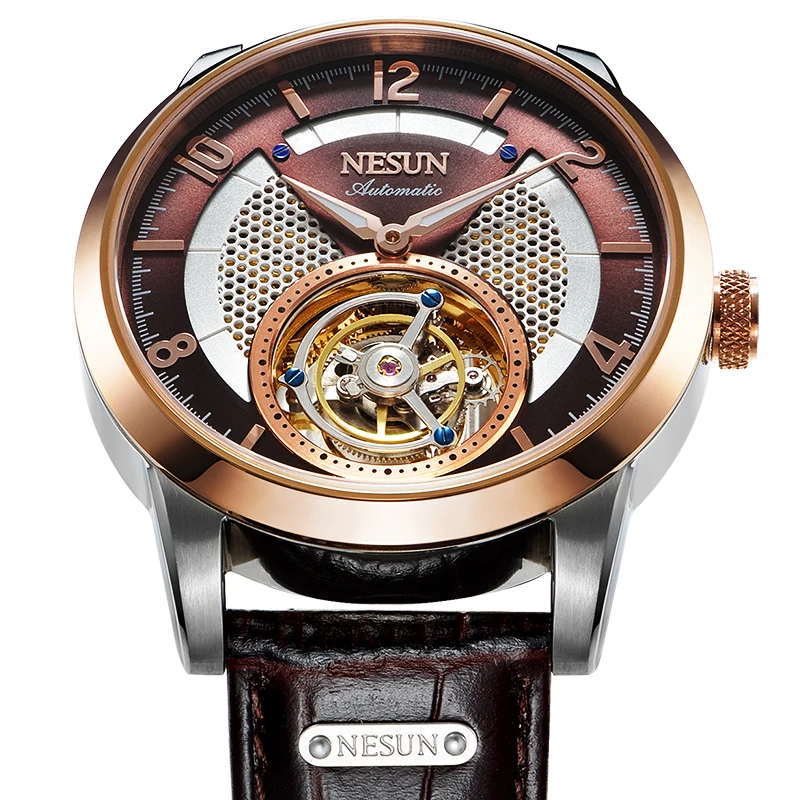 Швейцарский бренд NESUN ограниченный выпуск мужские часы Tourbillion автоматические с