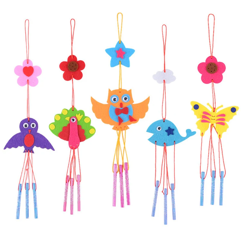 Craft Toys Children's Wind Chimes DIY Toy Animals Kids Hands-On Production Hanging Ornament Interesting For Baby | Игрушки и хобби
