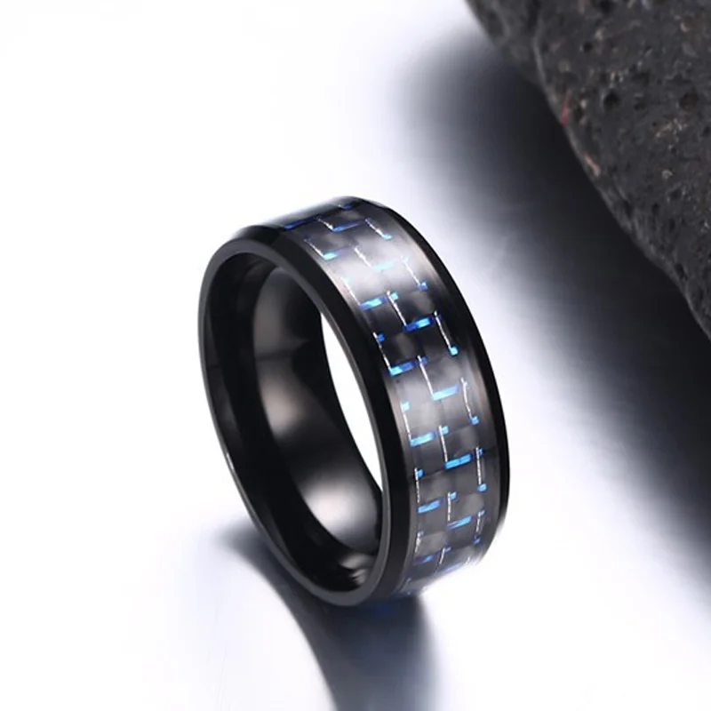 Кольцо с инкрустацией из карбонового волокна для мужчин и женщин 1 шт. простое