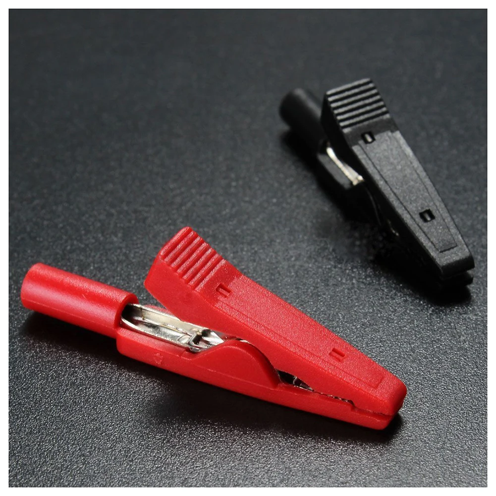 2X изолированный крокодил зажим коннектор тестовый зонд красный + черный |