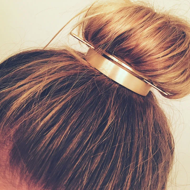 Alloy Round Top Hair Cuff Bun Cage - Original Design, High Polished. Minimalist Bun Holder Cage Hair Stick for Wedding Hair Accessories. image 3