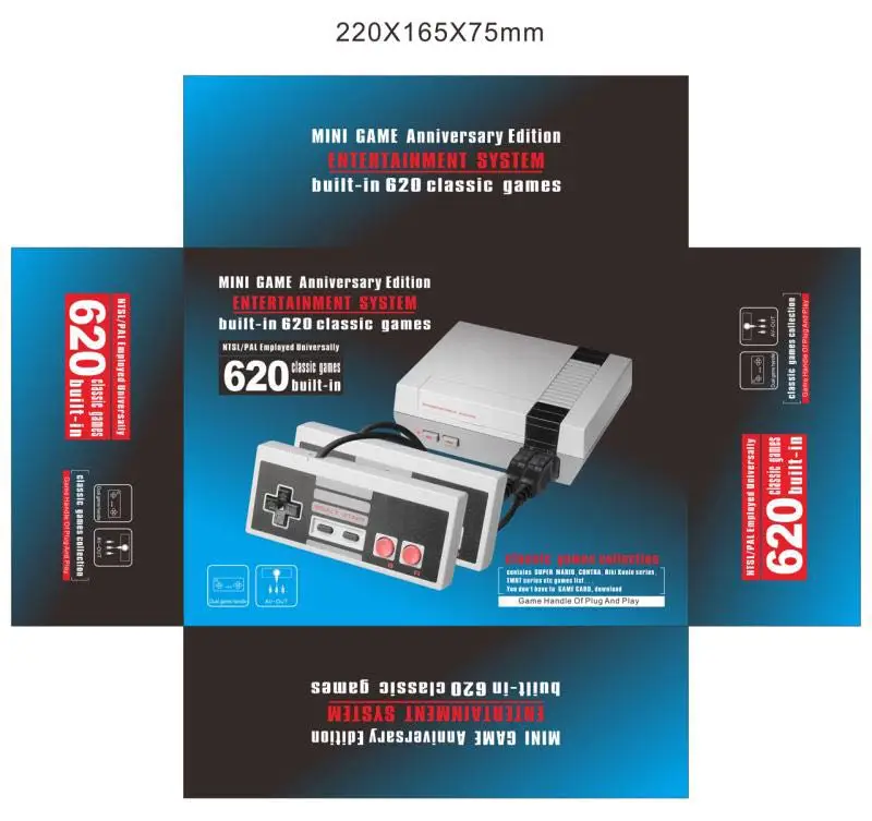Мини ТВ портативная игровая консоль с двумя кнопками 20 шт. для игр Nes 620 различными