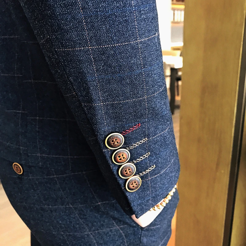 (Куртка + брюки) 2019 Весна и лето новые мужские свадебные модные бутик сетки бизнес