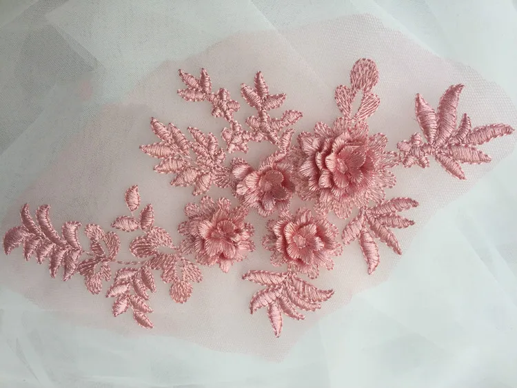 18 цветов 3D вышивка кружевные цветочные наклейки кружевная ткань нашивка для