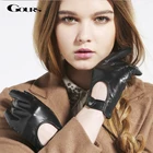 Женские зимние перчатки Gours, черные перчатки из натуральной козьей кожи, без подкладки, GSL010, 2019