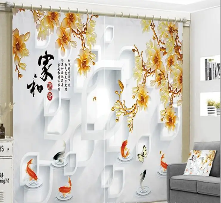 

Jade Carvings Curtains rich and expensive printing Curtains living room office Bedroom decorat Cortina Drapes Rideaux pillowcase