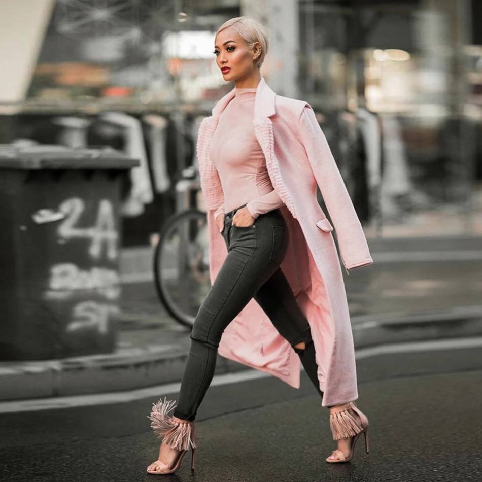 Новая женская зимняя Толстая ветровка розовая сексапильная с глубоким