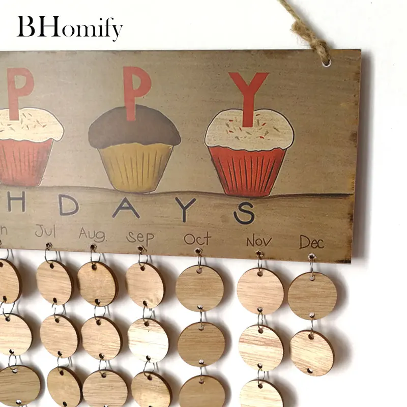 Bhomify DIY деревянный С Днем Рождения Декор календарь доска Happy Cake знак особые даты