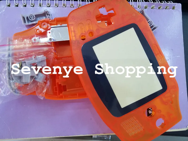 Чехол для игровой консоли Gameboy Advance GBA прозрачный оранжевый чехол с резиновыми