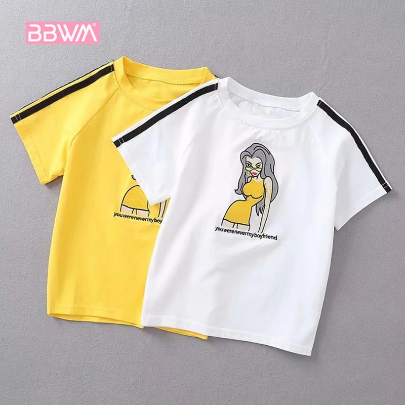 Футболка 2018 Женская облегающая короткая летняя футболка с узкими буквами