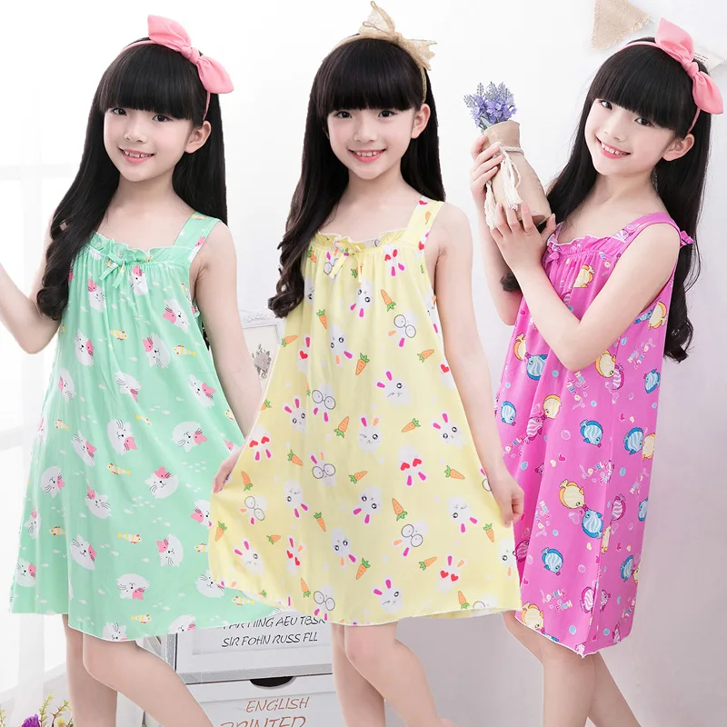 New Summer Children's Cotton Sleeper Little Girl Princess Dress Dressing Girls Clothing Hello Kitty Vestidos | Детская одежда и
