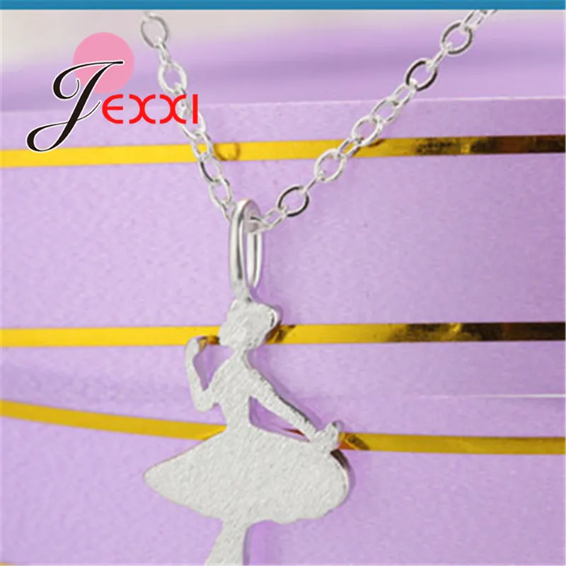 

Lady Female Best Gift 925 Sterling Silver Ballerina Figure Shape Pendant Necklace Collar Charming Jewelry Free Shipping