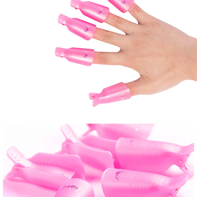 ROHWXY 10 шт. Soaker cap зажим для ногтей Гель-лак для снятия ногтей Soaker UV обезжириватель инструмент для снятия лака Пластиковые зажимы замочить колпачок