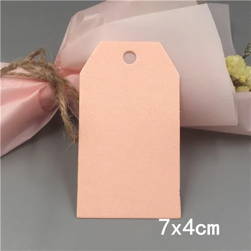 7x4cm Pink 100 шт. крафт Бумага ручной работы одежды бирки, свадьба, стаканчики для вечеринки, подарков Упаковочная этикетка бирок для подарков, код Примечание ценники - Цвет: 7x4cm Pink