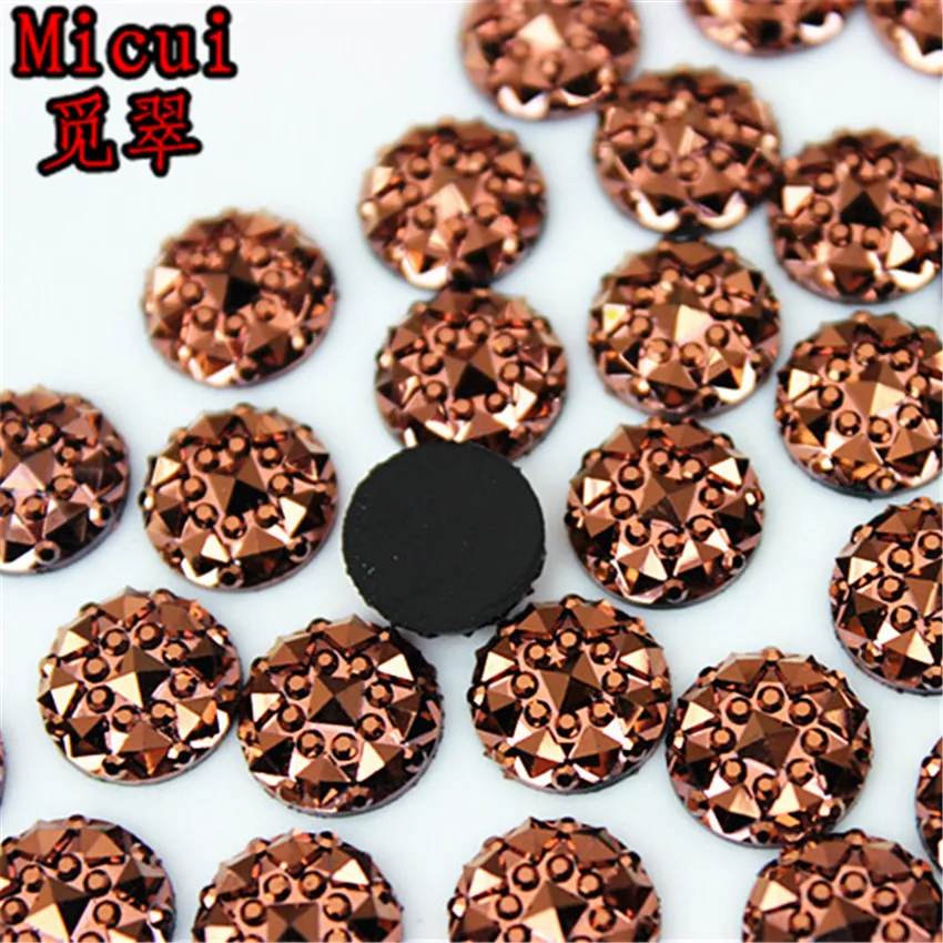

Micui 100PCS 10mm Round Shine Crystal Resin Rhinestone Flatback Cabochon Stone for DIY Jewelry Wedding Decoration Crafts MC392