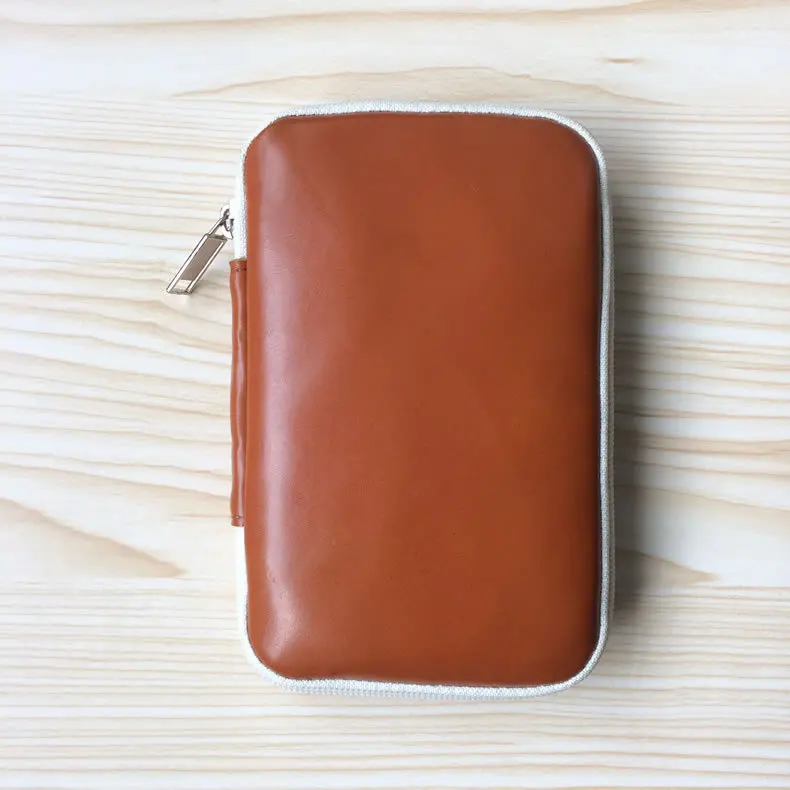 Brown Genuine Leather Case In Ear Earphone Bag Box Headphones Portable Case Headphone Accessories Headset Storage Bag