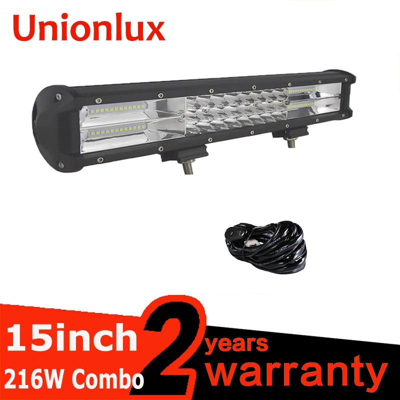 

15INCH 7D 216w 3 Row LED Light Bar Wiring For Offroad Combo 4x4 Atv UTV Suv Driving Motorcycle Truck Led Work Lights Auto Lamp