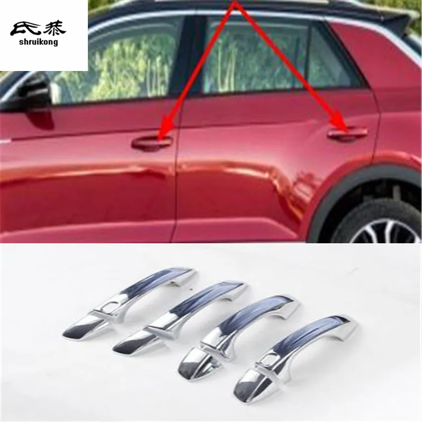 

8pcs/lot ABS chrome or carbon fiber grain outside door shake handshandle decoration cove for 2018 Volkswagen VW T-ROC A11