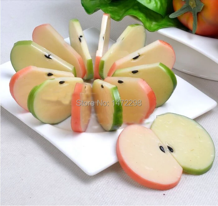 12 шт. реалистичные искусственные красные и зеленые кусочки яблока украшение из