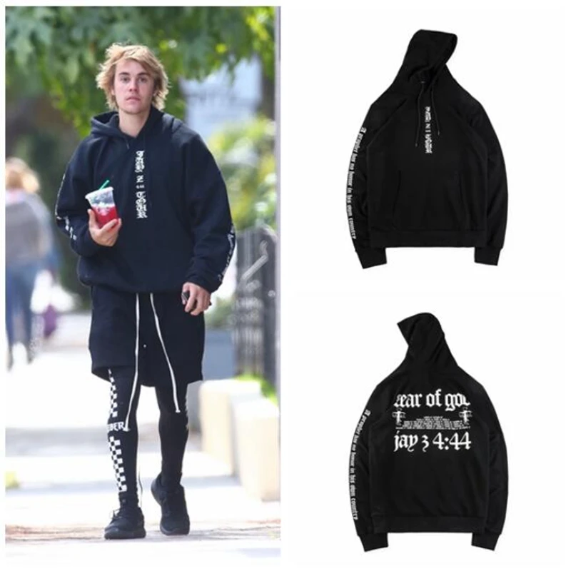 Новые брюки Fear Of God 4:44 Кофты Уличная одежда в стиле «хип-хоп», брюки Fear Of God пуловер с капюшоном с изображением Джастина Бибера и надписью черный Fear Of свитшоты с Богом