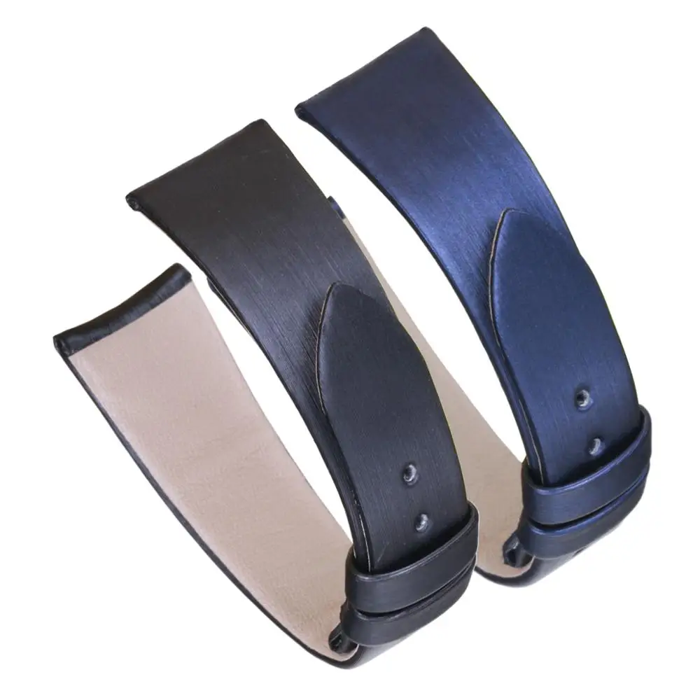 PESNO закрученный Шелковый ремешок для часов женские наручные аксессуары 18 мм черный темно-синий ремешок из натуральной кожи с пряжкой