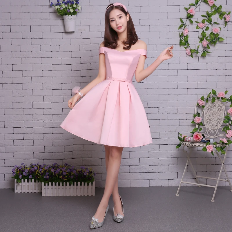 Атласное розовое платье для подружки невесты с эффектом памяти|Платья подруги
