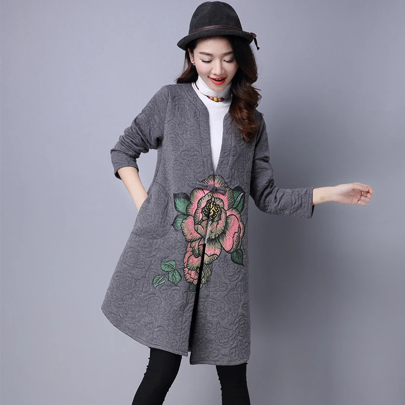 Han edition/платье на весну 2017 новое хлопковое пальто кардиган пуговицах с принтом в