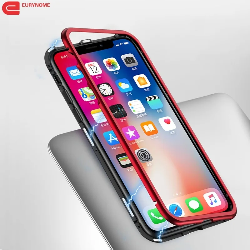 Магнитный адсорбционный металлический чехол для Iphone XS MAX противоударный из