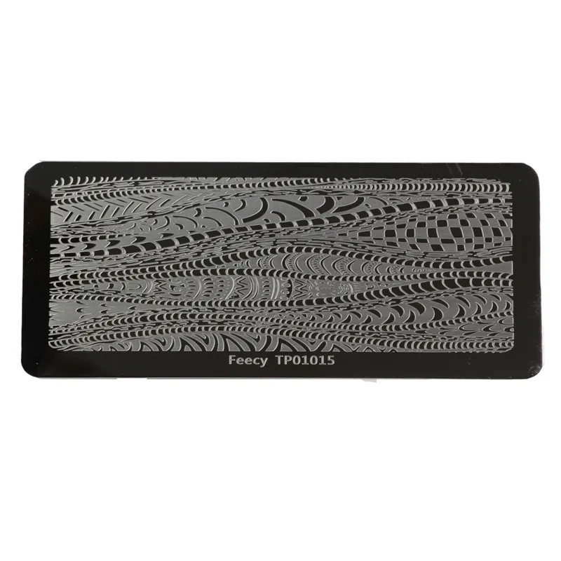 Feecy TP01015 Пластины для штамповки ногтей 6*12 см шаблоны для ногтей DIY Нержавеющая Сталь Штамп маникюрный трафарет Инструменты дизайн ногтей штамп Шаблоны - Цвет: Feecy TP01015