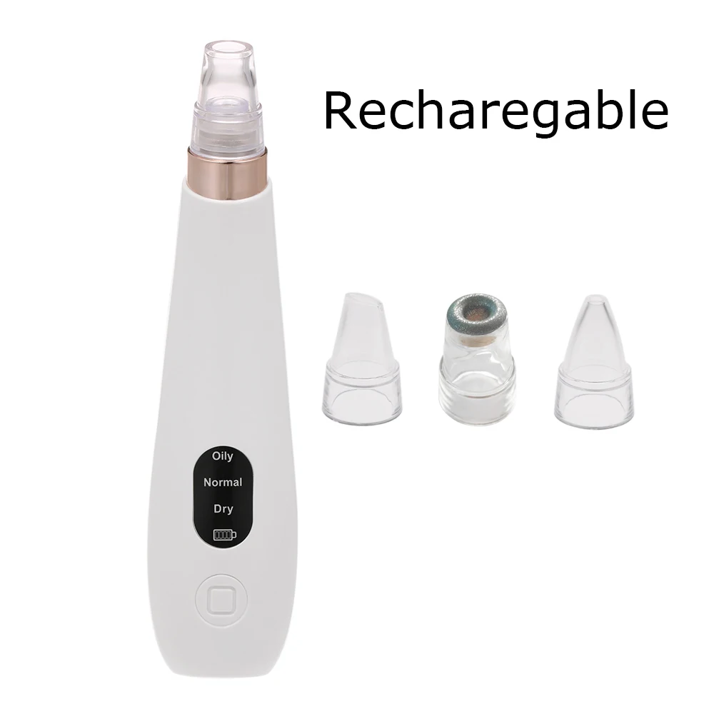 Recharegable Blackhead Remover Vacuum Facial Pore Dot Blackhead Cleaner Electronic LED Display Extraction Kit Black Dot Head Remover Tools - Цвет: Recharegable