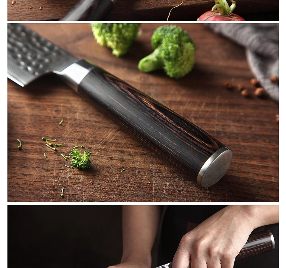 XINZUO 7 дюймов Дамасская сталь кухонные ножи нержавеющая сталь Santoku нож качество японский шеф-повара ломтик ножи Pakkawood ручка