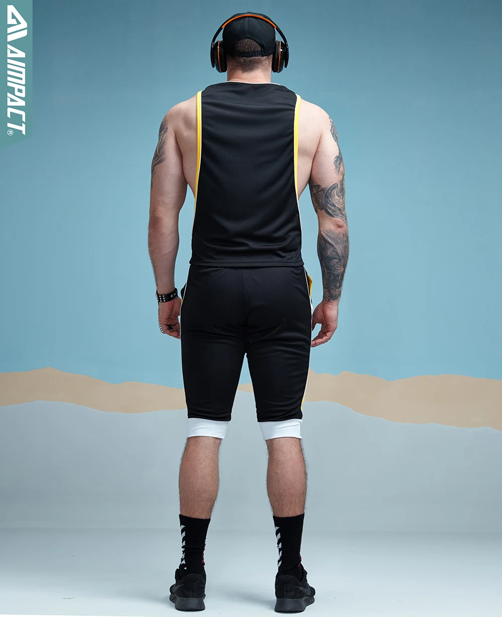 Aimpact Men's Vigor Tank Tops Fitness Bodybuiding Clothing Low Cut Side Arm Holes Mesh Activewear Summer Vest Tank Tops SXB051