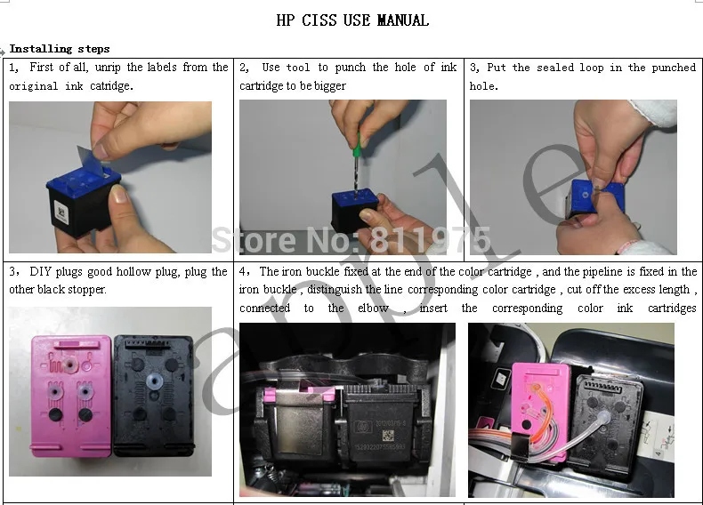 Полный набор чернил DIY СНПЧ для hp 122 122XL чернильный картридж для hp Deskjet 1000 1050 1050A 1510 2000 2050 2050A 3000 3050 3050A
