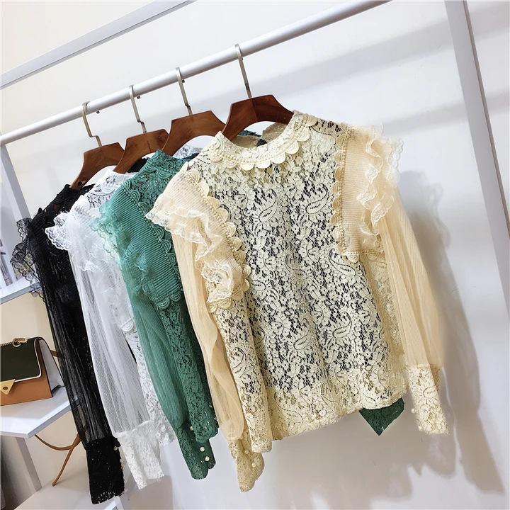 Amolapha 2018 весенние женские кружевные блузки и майки модные с вырезами|crochet blouse|blouse