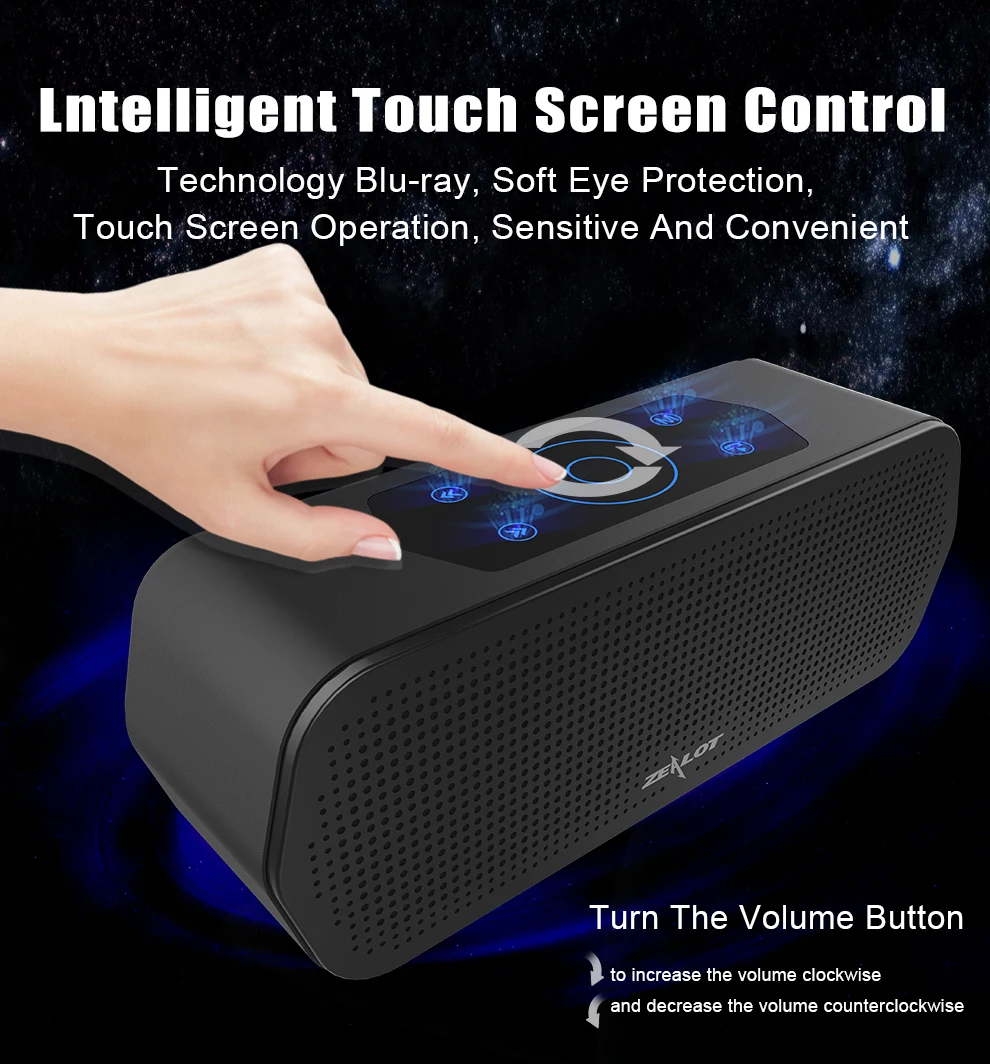 ZEALOT S20 сенсорный беспроводной Bluetooth динамик портативная 3D стерео звуковая система сабвуфер TF карта MP3 плеер Громкая связь микрофон