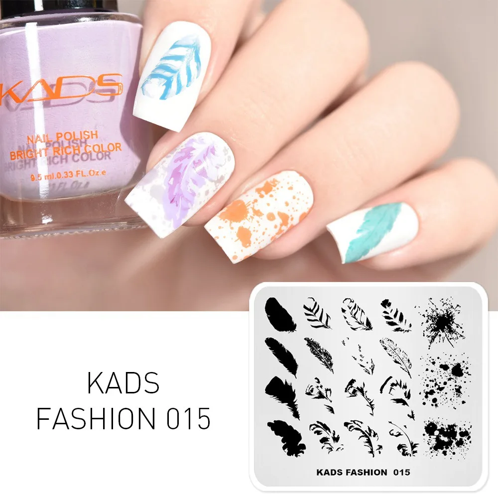 KADS Fashion 015 перьевая набивная пластина для стемпинга нейл арта шаблон маникюра