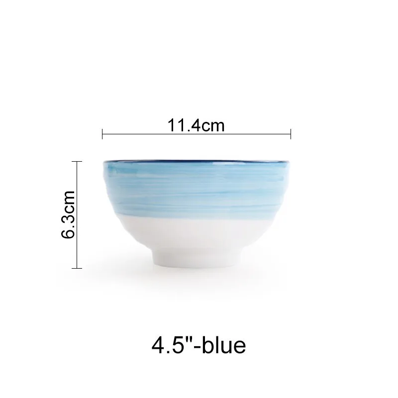 4.5inchbluebowl Керамическая миска для супа, посуда, круглые фруктовые тарелки, десертное блюдо, поднос для конфет, простая и креативная Салатница Akuhome - Color: 4.5inchbluebowl