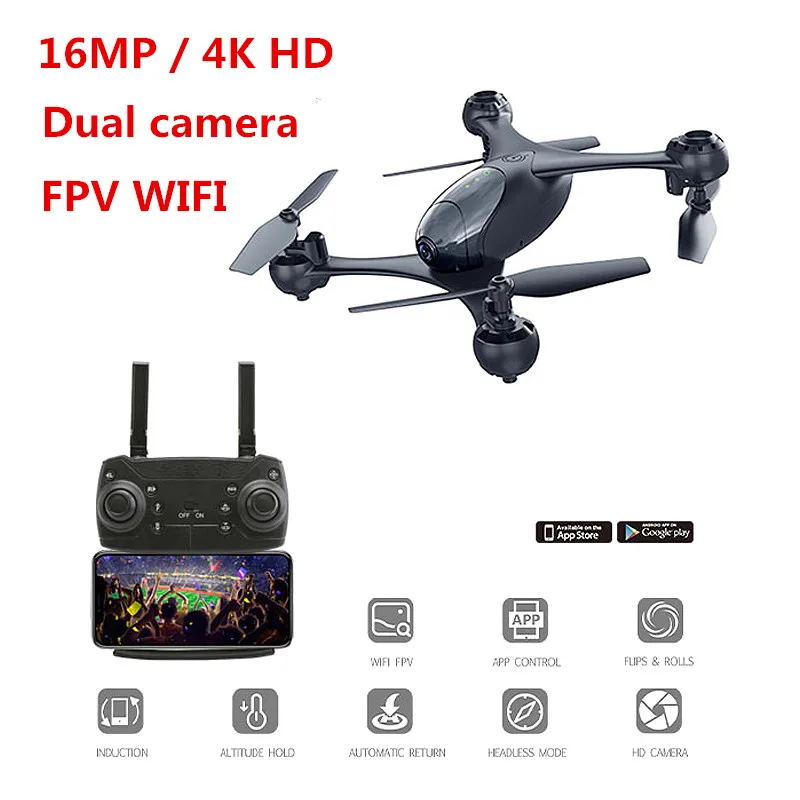 Профессиональный Дрон 4K HD видео двойная камера 16mp/5.0mp Радиоуправляемый Дрон позиционирование потока Wi-Fi FPV Квадрокоптер удержание высоты автоматический возврат